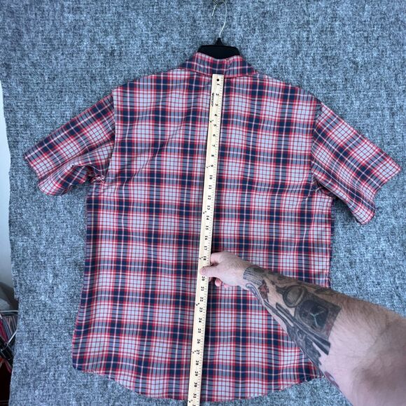 Magellan Shirt Mens Extra Large Red Plaid Loose Wicking Short Sleeve Vented - Picture 6 of 7